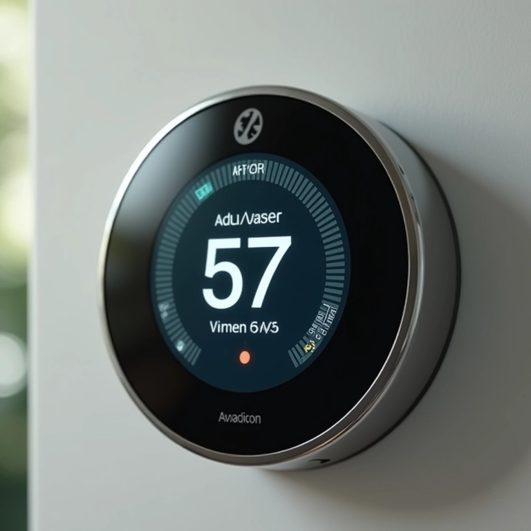 Termostato inteligente exibindo dados de economia de energia.
