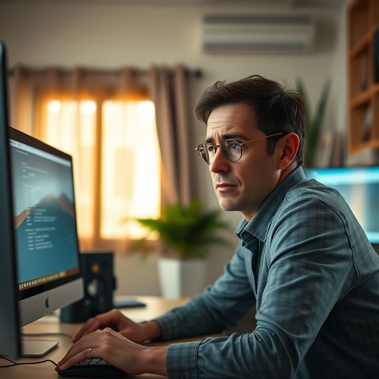 Usuário frustrado com o desempenho lento do computador.