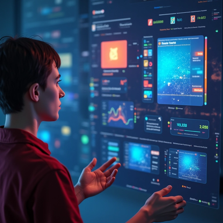 Usuário testando um design de UI com diferentes paletas de cores.