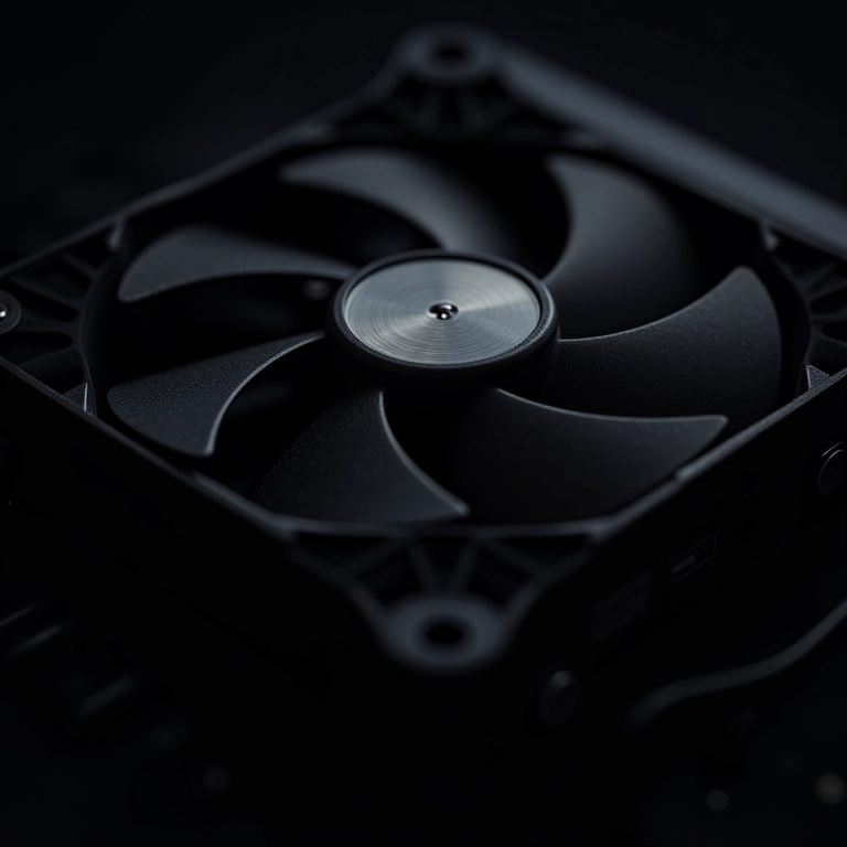 Ventoinha de CPU ruidosa girando rapidamente com acúmulo de poeira.