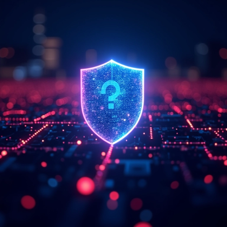 Visualização abstrata da proteção DNSSEC contra ameaças cibernéticas.