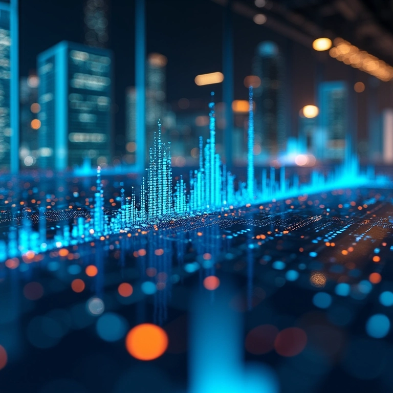 Visualização de um banco de dados de série temporal com InfluxDB, mostrando o fluxo de dados em uma rede.