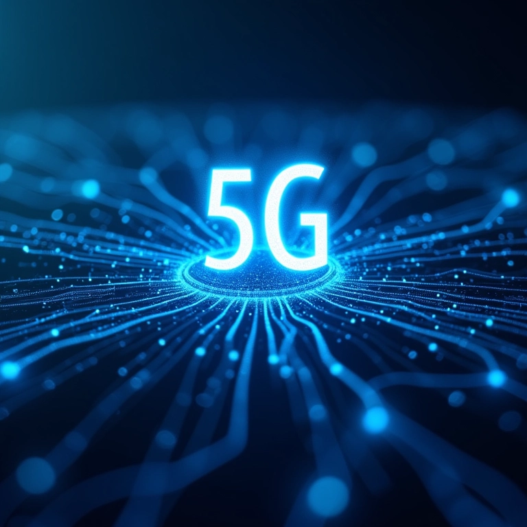 Visualização do fluxo de dados em alta velocidade na rede 5G.