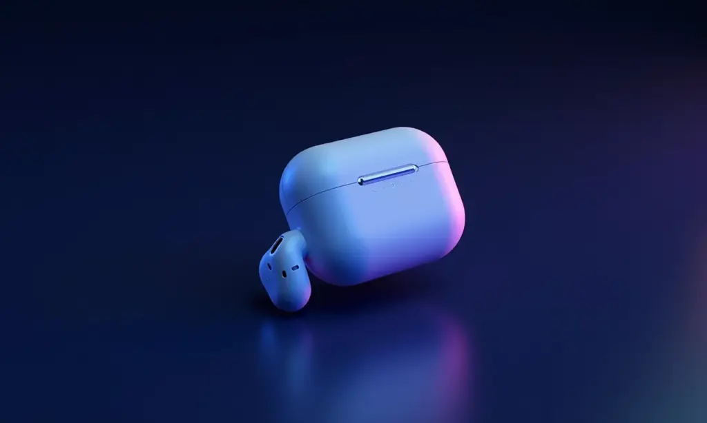 AirPods Pro 4 em close-up com iluminação profissional.