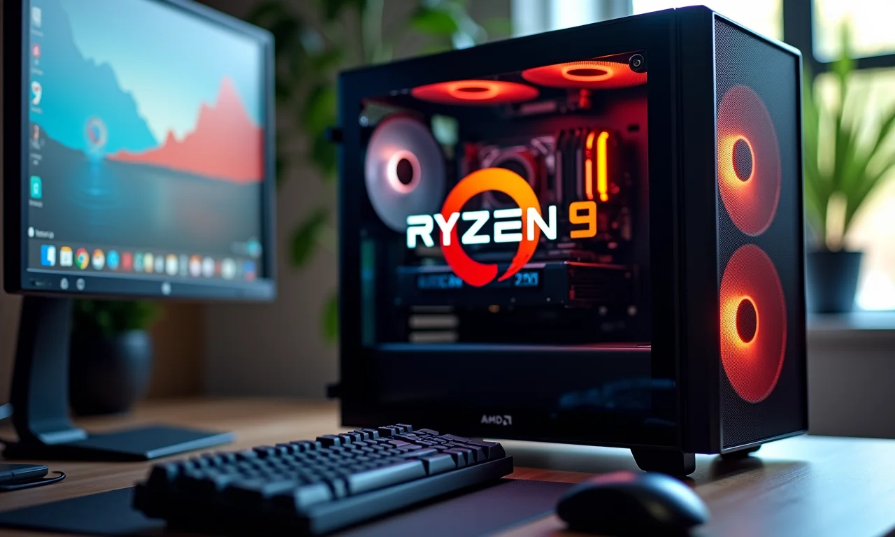 AMD Ryzen 9 7950X3D em uma estação de trabalho moderna e eficiente.