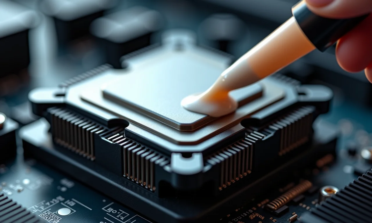 Aplicação de pasta térmica em cooler de CPU.