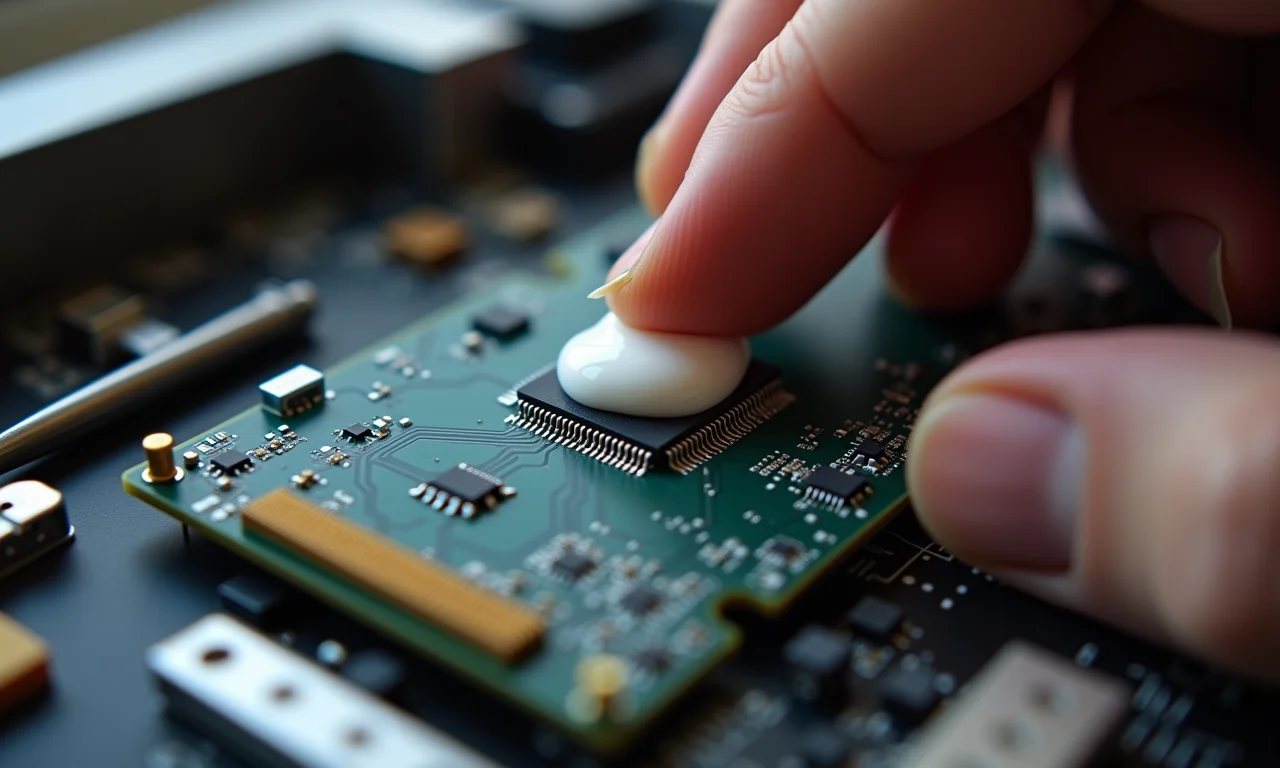 Aplicação de pasta térmica em GPU para melhor refrigeração.