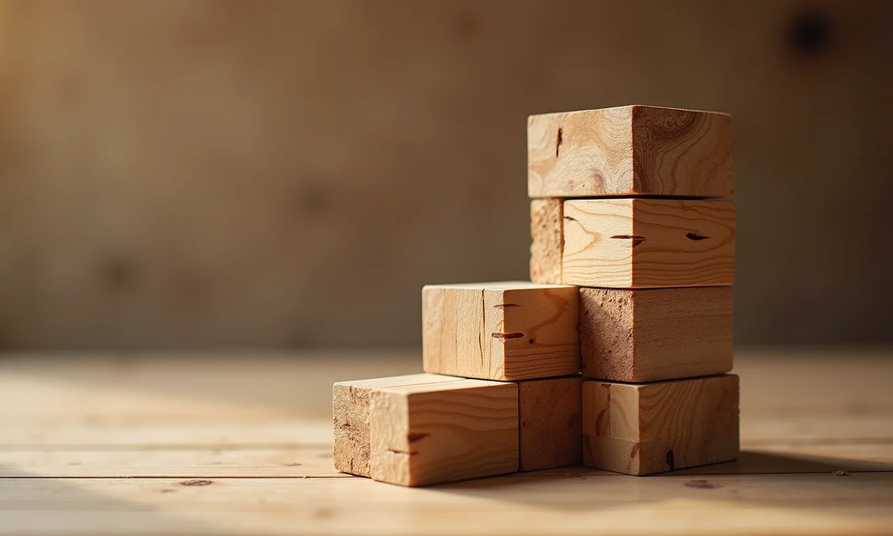 Blocos de madeira empilhados, representando os pilares da herança.