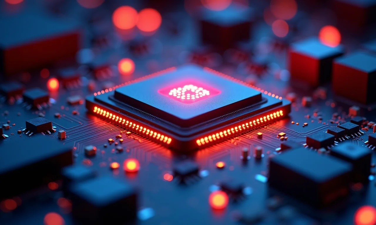 Chip de memória cache em uma placa-mãe, essencial para o acesso rápido aos dados.