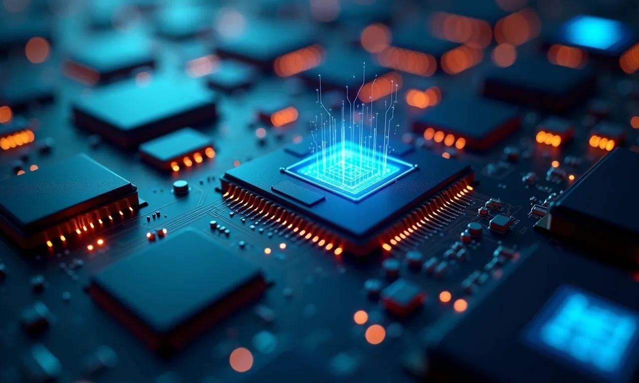 Chips de memória cache do processador, com fluxo de dados.