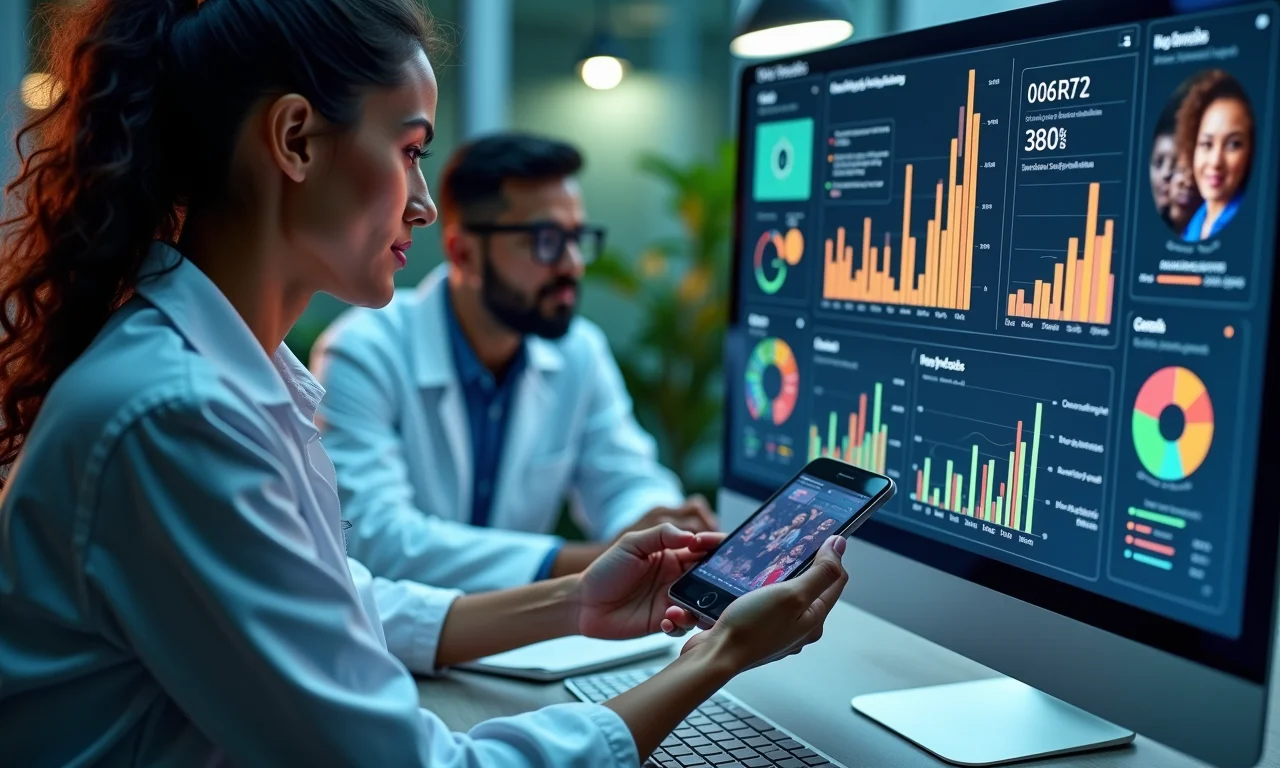 Cientistas de dados analisando métricas de diversidade e inclusão com IA.