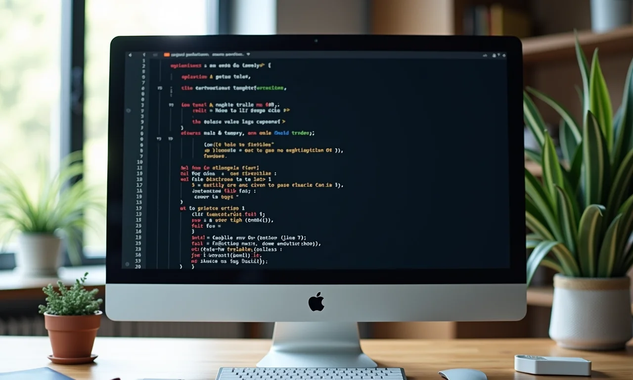 Código Markup exibido em um monitor grande, destacando estrutura e conteúdo.