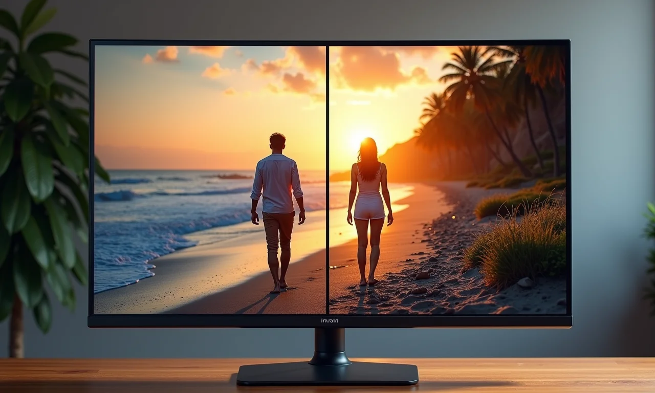 Comparativo lado a lado de HDR10 vs. Dolby Vision em um monitor HDR.