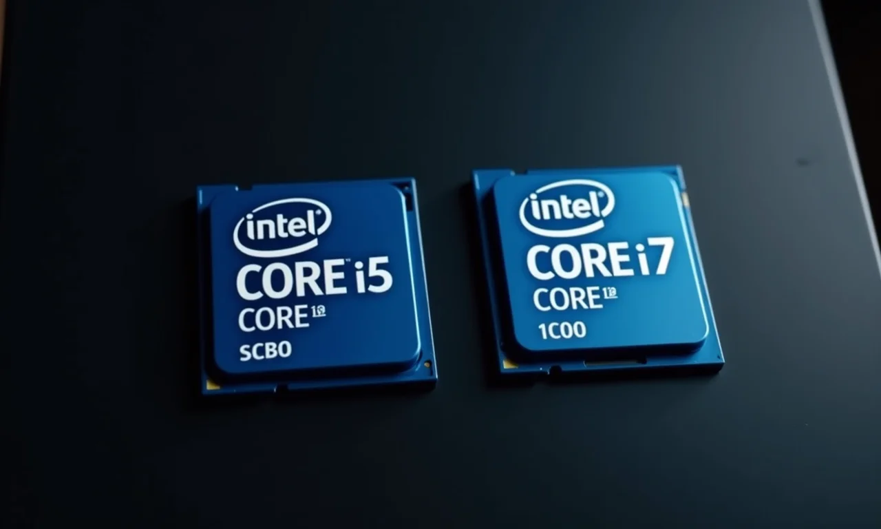 Comparativo visual entre processadores Intel Core i5 e i7 em um PC moderno.
