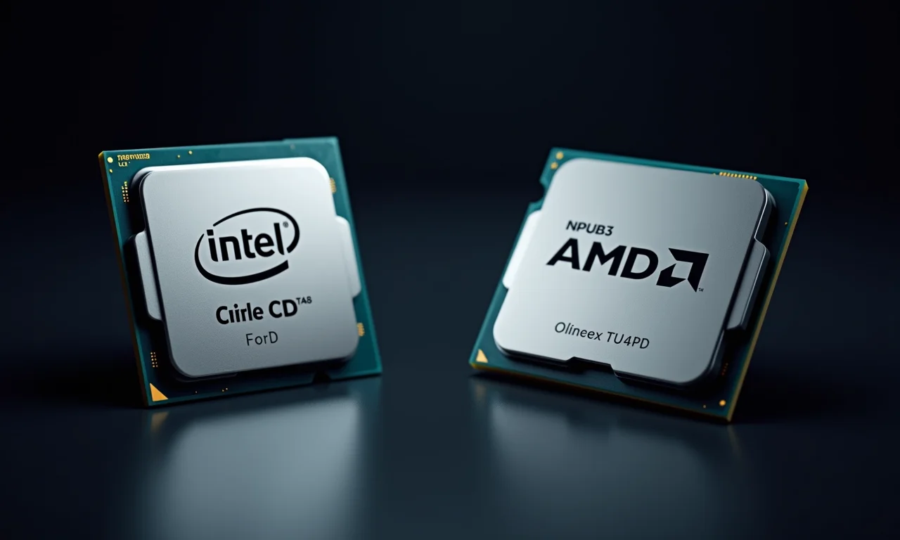 Comparativo visual entre processadores Intel e AMD.