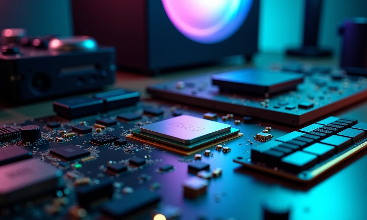 Componentes de PC espalhados em mesa, representando erros de montagem