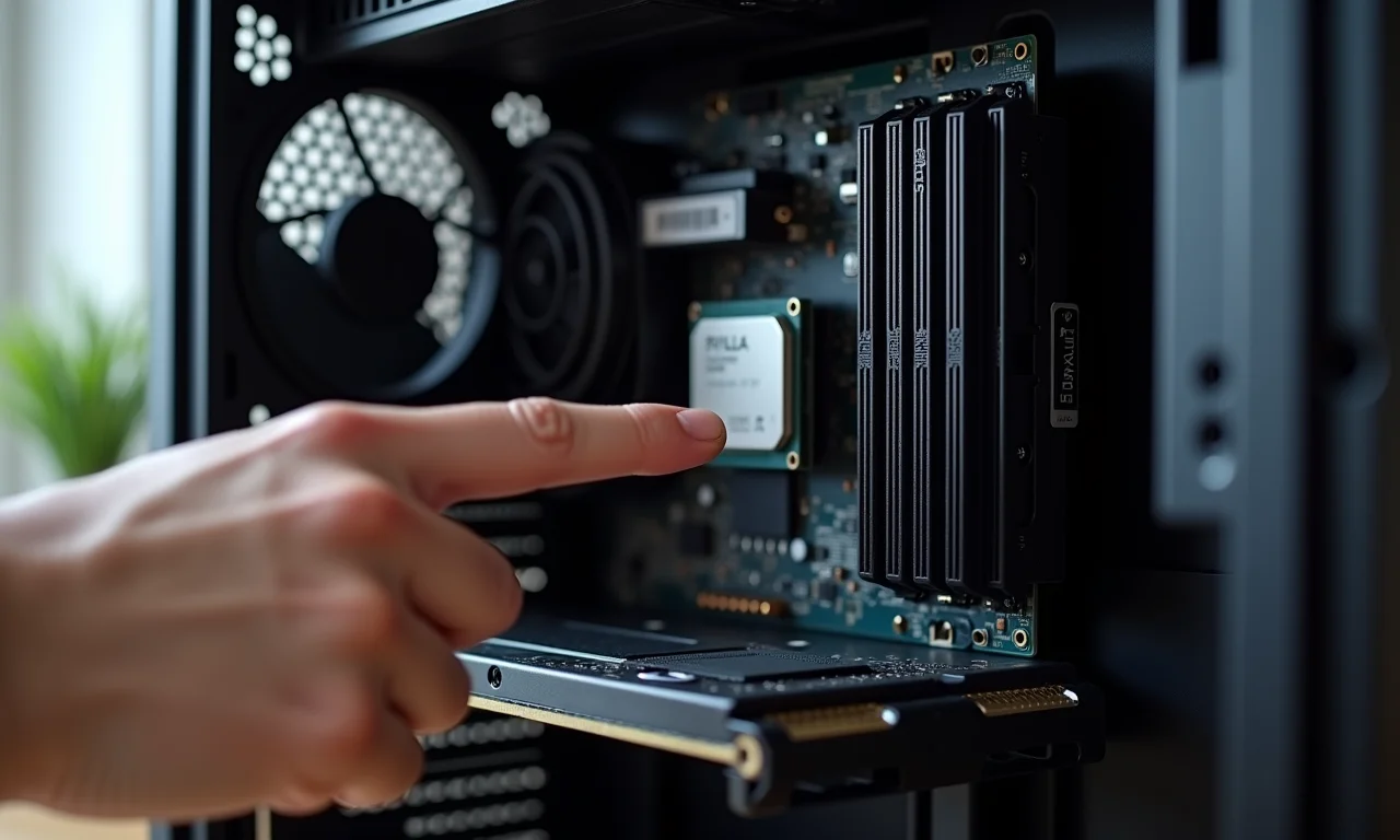 Componentes de PC visíveis com foco no custo do sistema, incluindo CPU, placa-mãe e RAM.