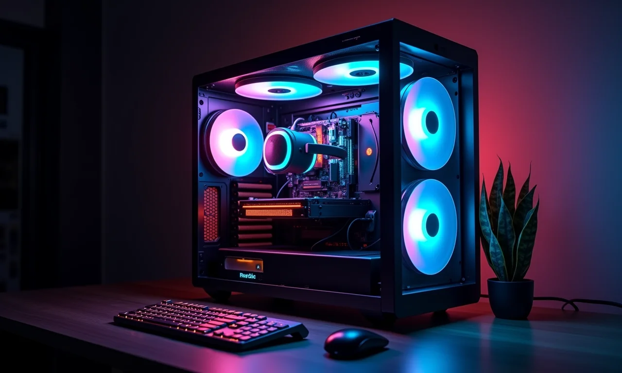 Configuração de PC gamer futurista exibindo os recursos do DirectX 12 Ultimate.