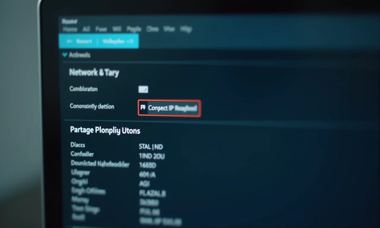 Configurações de IP incorretas na tela de um PC.