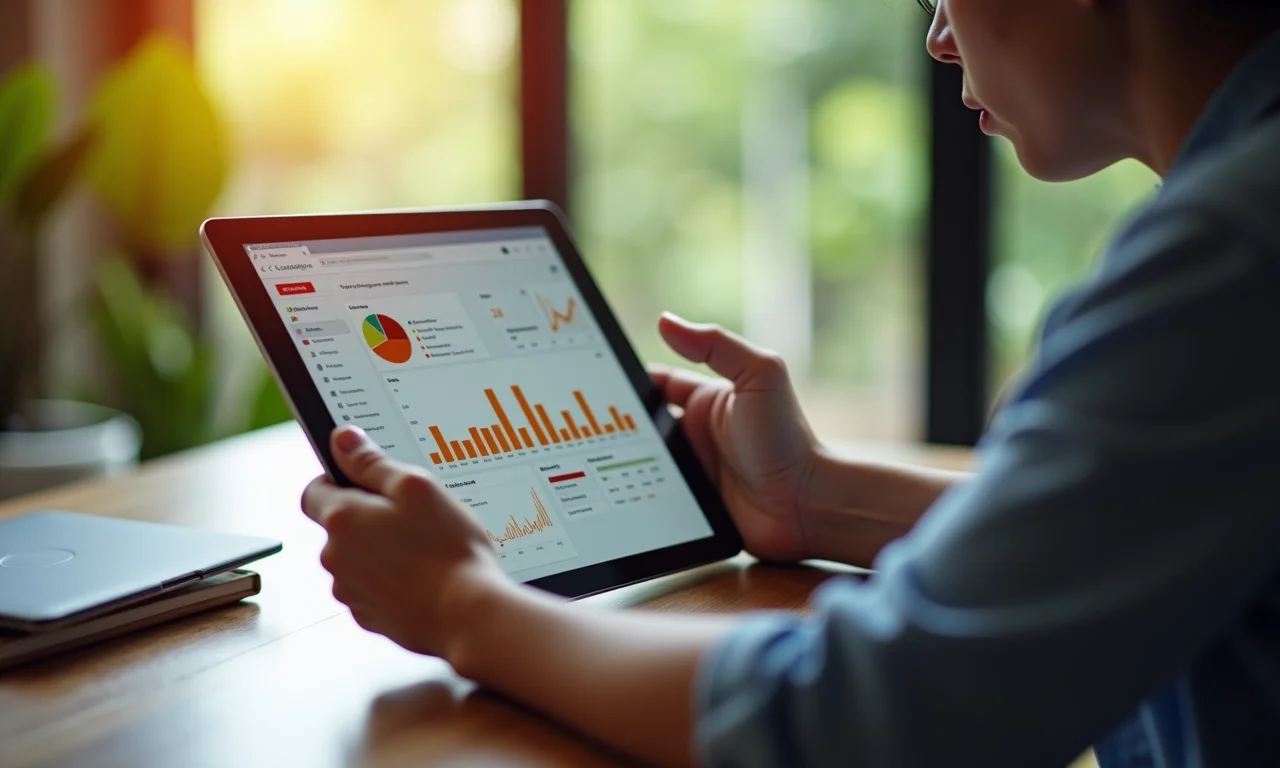 Desenvolvedor analisando dados do Google Analytics de um aplicativo mobile.
