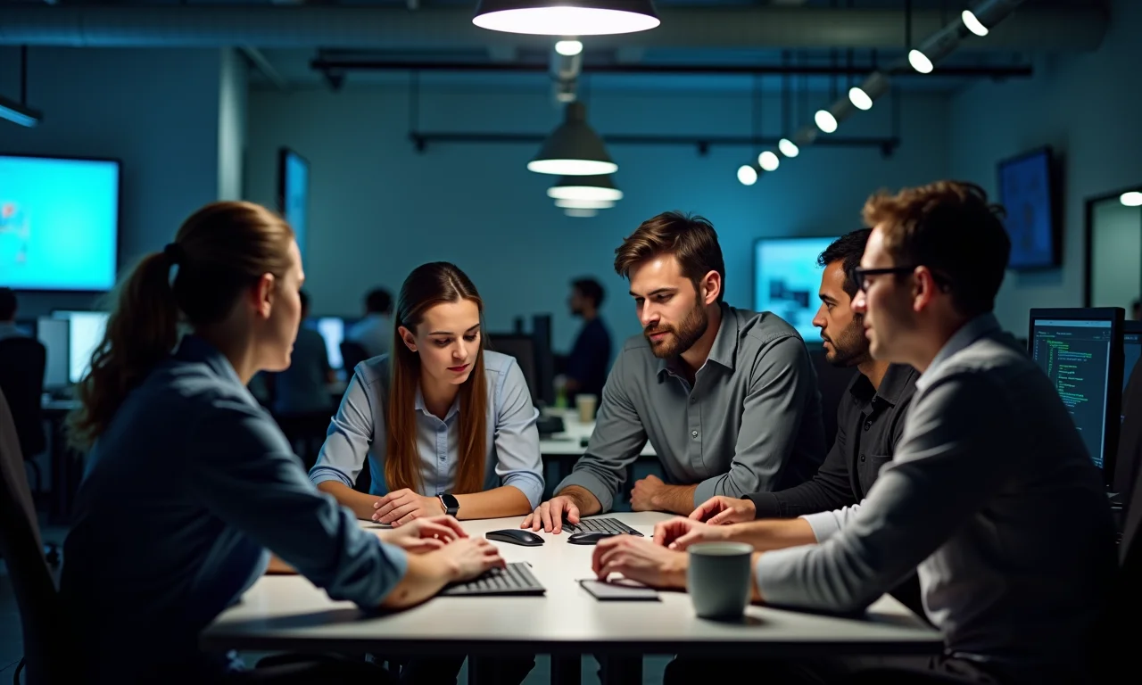 Desenvolvedores colaborando em programação em par, representando uma comunidade de profissionais.