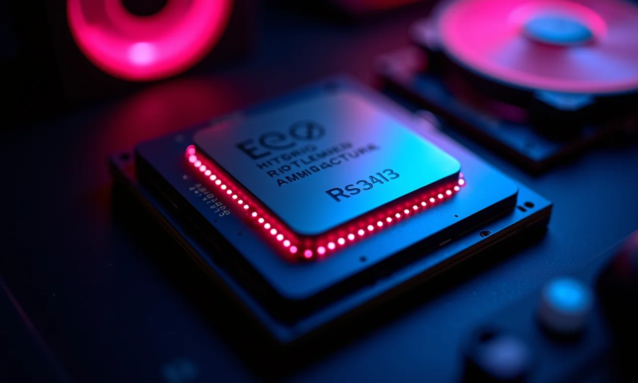 Detalhe de processador com arquitetura híbrida em PC moderno.