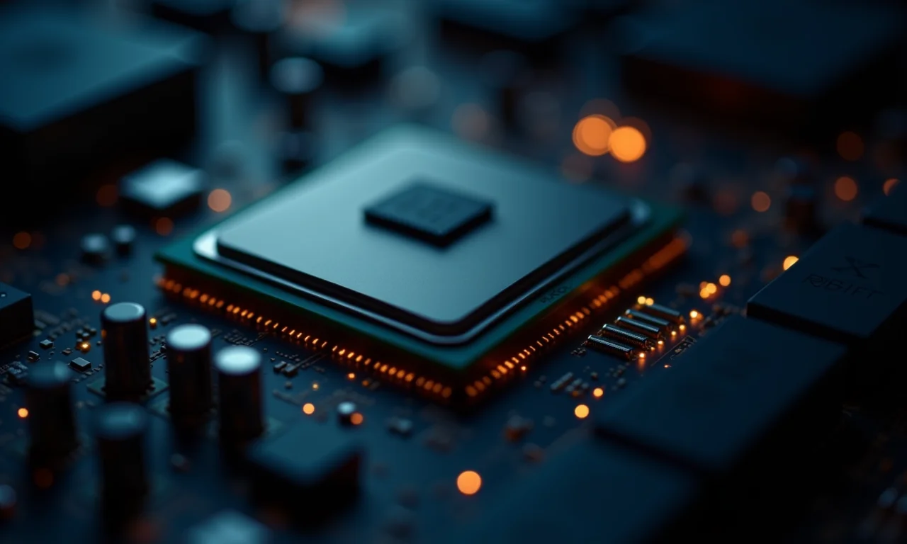 Detalhe de uma CPU mostrando seus múltiplos núcleos e threads.