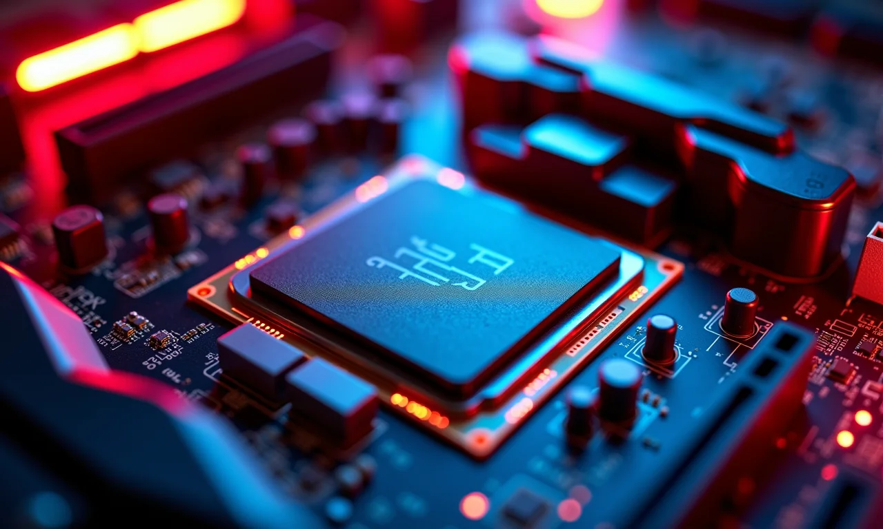 Detalhe de uma placa mãe moderna com foco no socket LGA 1700.