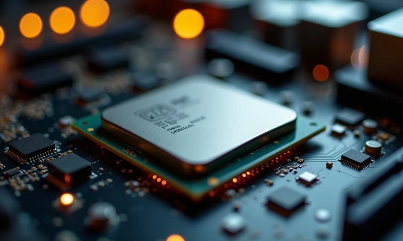 Detalhe do processador (CPU) instalado na placa-mãe.