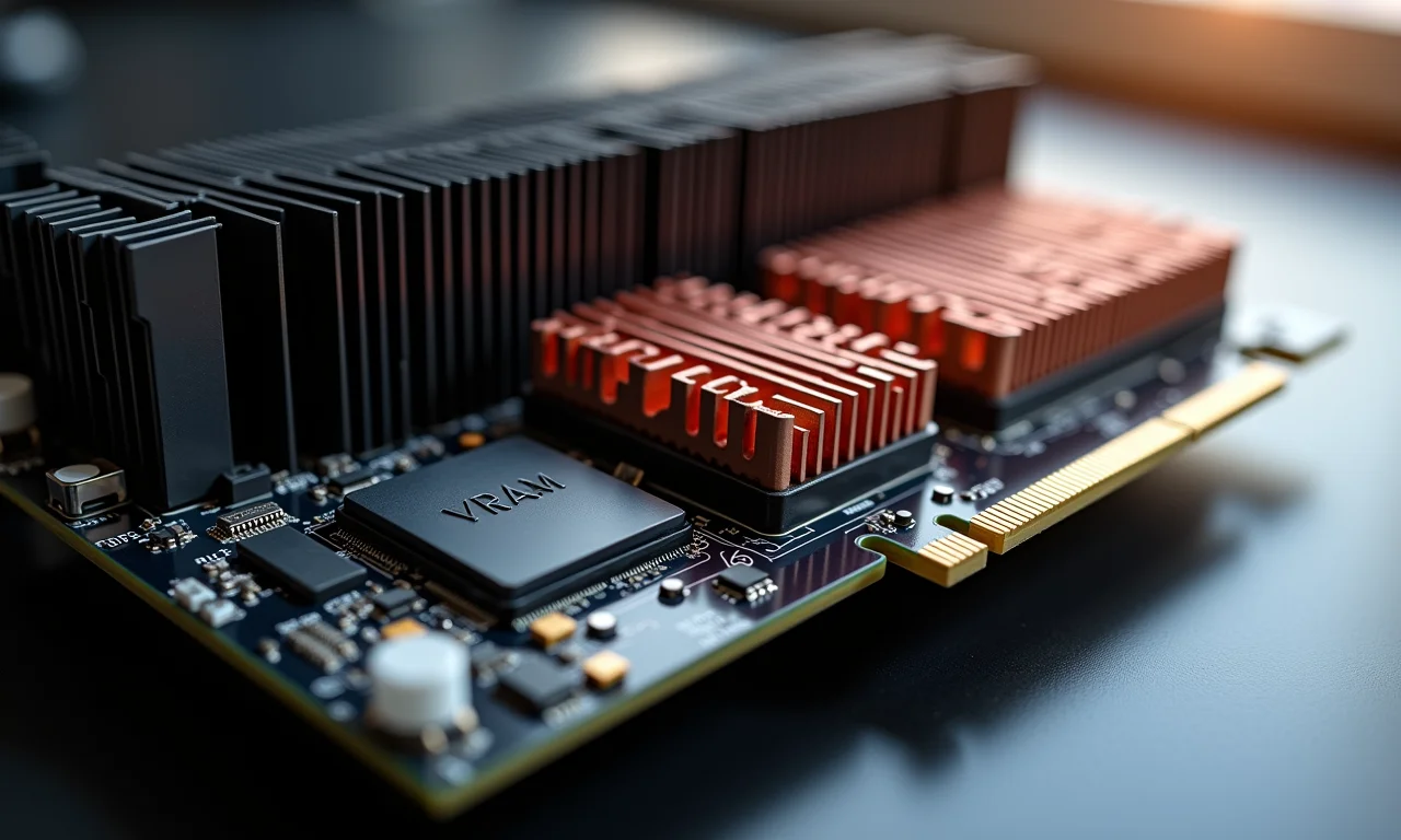 Dissipadores de calor (heatsinks) em chips de VRAM de GPU.