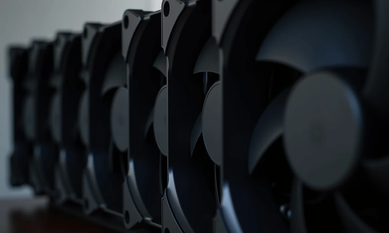 Diversas ventoinhas de PC conectadas a uma controladora.