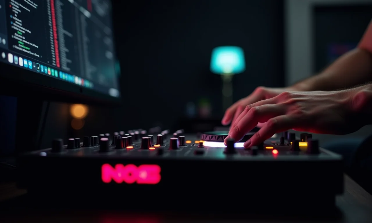 DJ transmitindo música em software de DJ conectado a serviços de streaming.