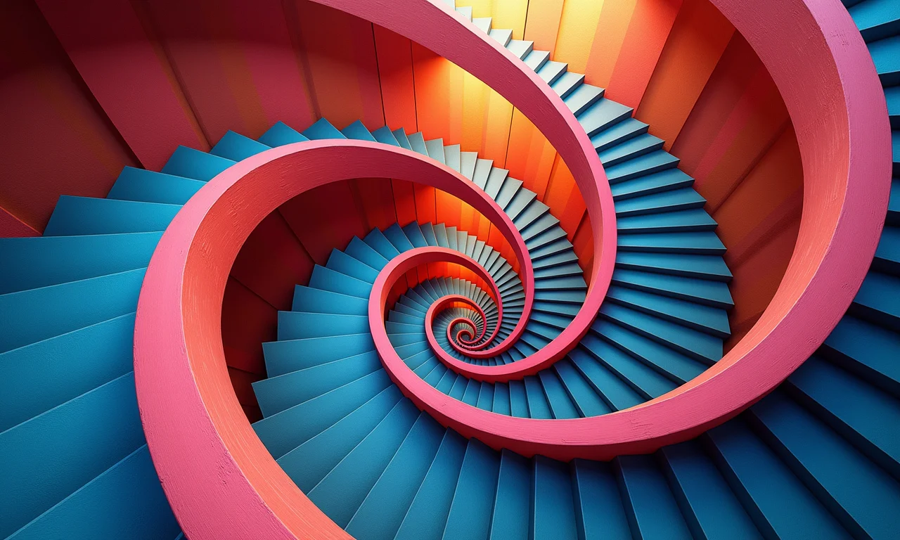 Escadaria estilo Escher representando recursão na programação funcional.