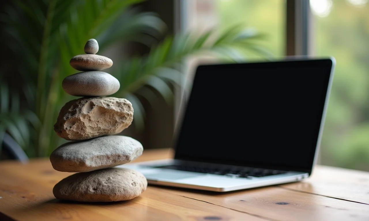 Escultura de pedra e laptop representando imutabilidade na programação funcional.