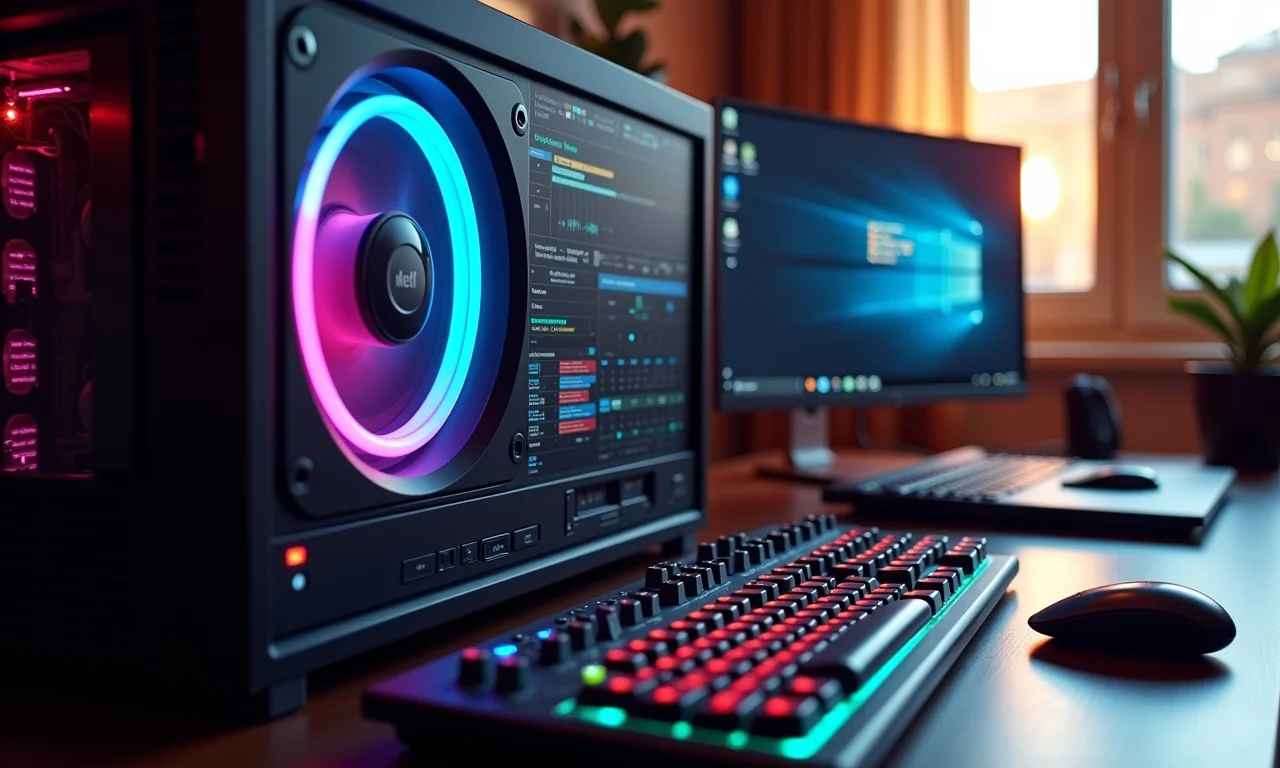 Estúdio profissional com workstation Intel Core i9 para criação de conteúdo exigente.