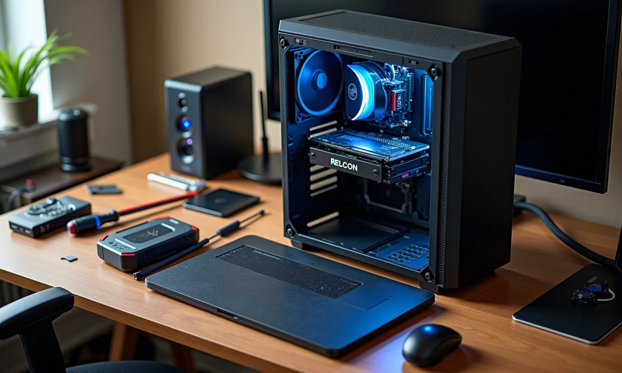 Ferramentas e materiais necessários para instalar um SSD em um PC.