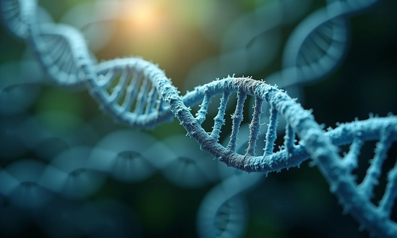 Fios de DNA formando circuitos biológicos na biologia sintética.