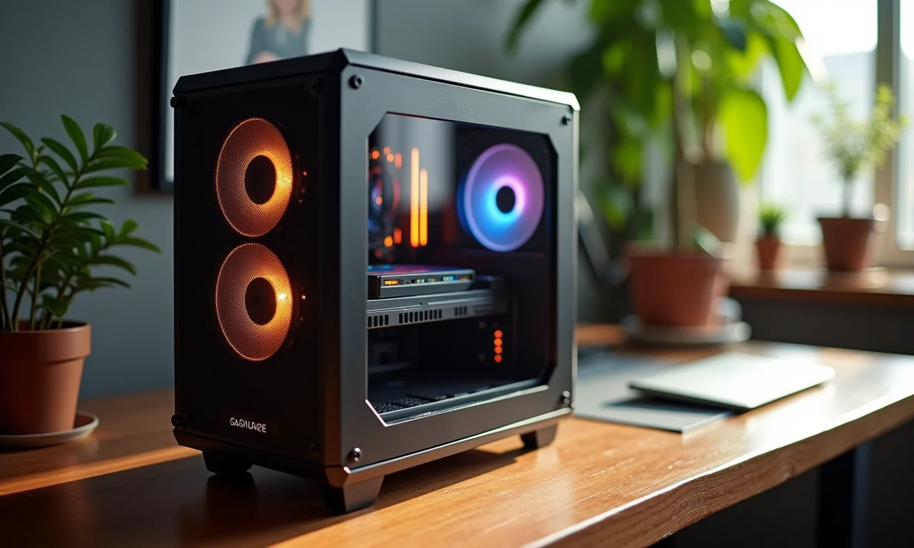 Gabinete de PC reaproveitado como um estiloso PC gamer mini-ITX.