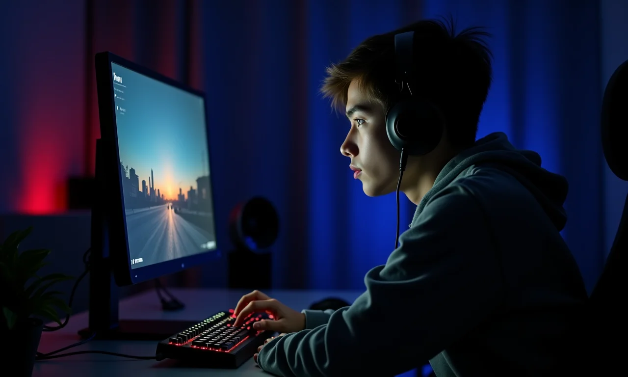 Gamer concentrado jogando em PC de alta performance com processador 14600K.