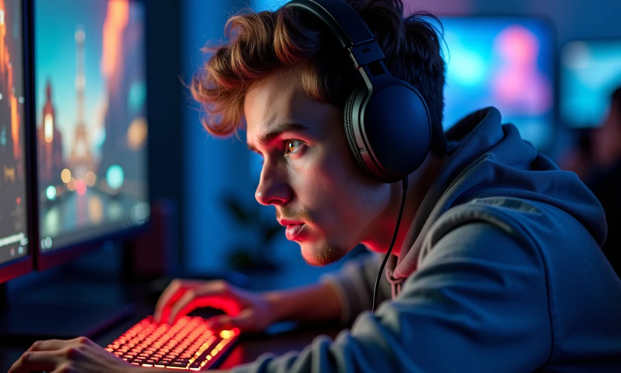 Gamer frustrado com gargalo entre CPU e GPU, PC gamer de alto desempenho.