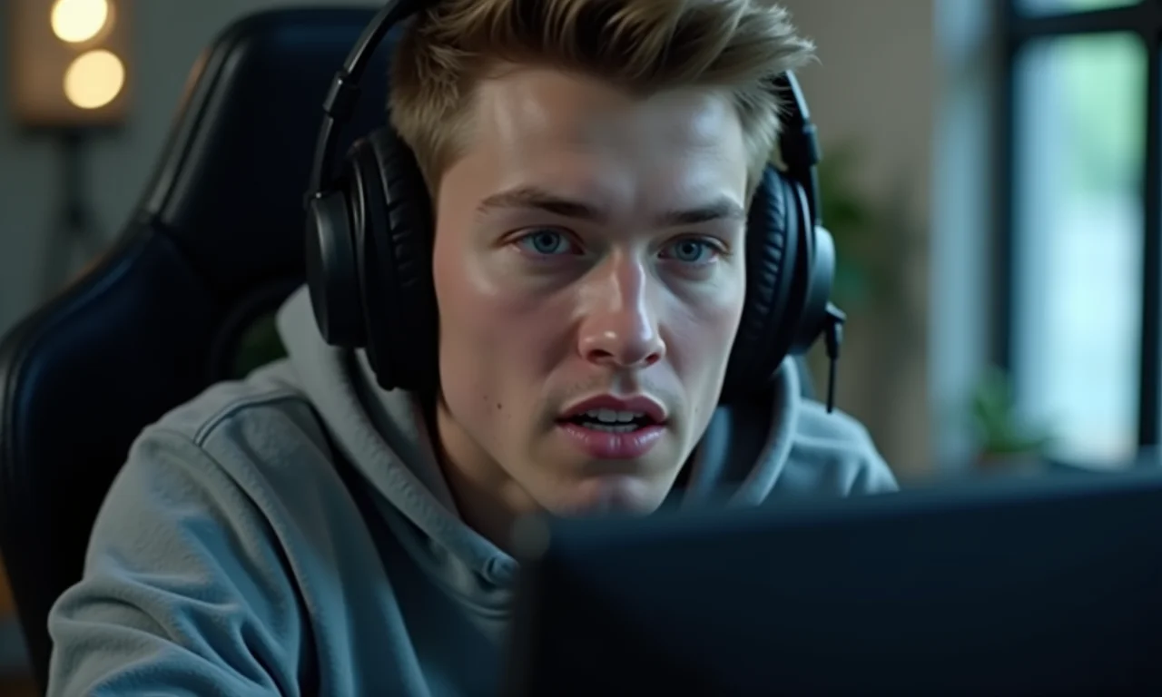 Gamer jogando com foco, testando a latência do GeForce Now.