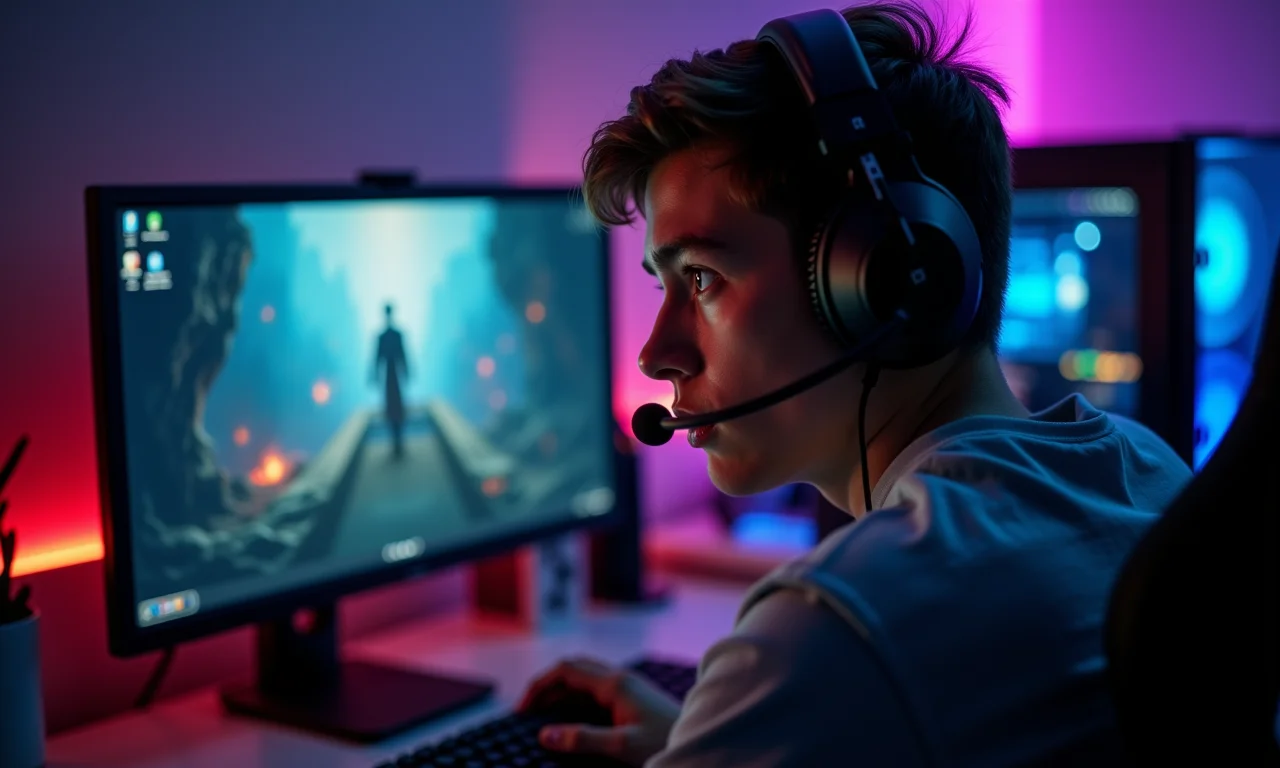 Gamer jogando em PC de alto desempenho