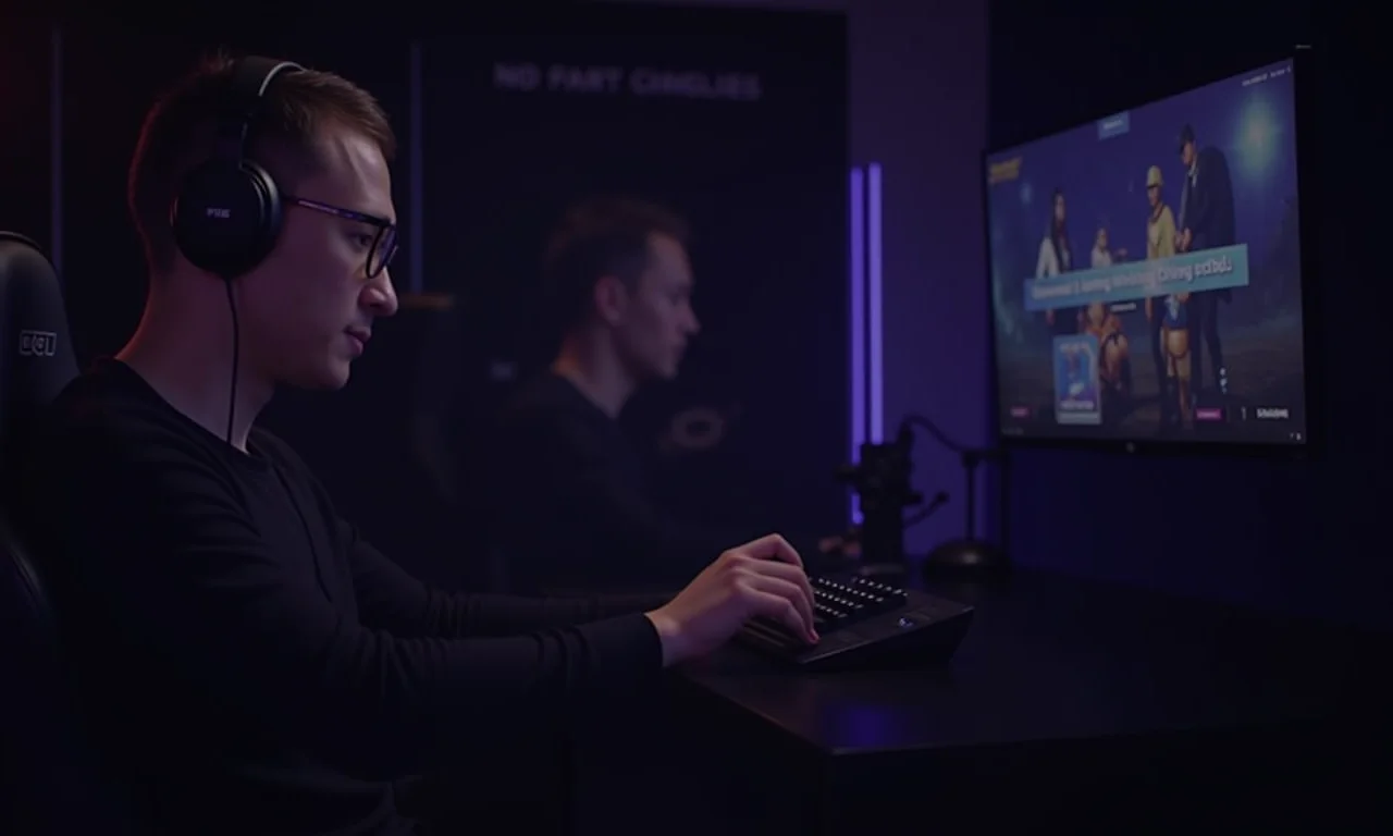 Gamer transmitindo jogo ao vivo com PC equipado com Core i7.