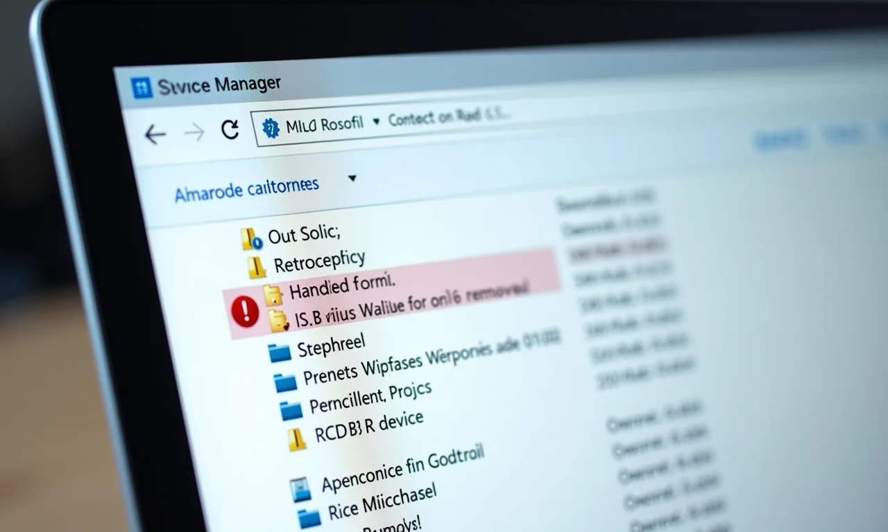Gerenciador de dispositivos com erro no pendrive, indicando remoção inadequada.