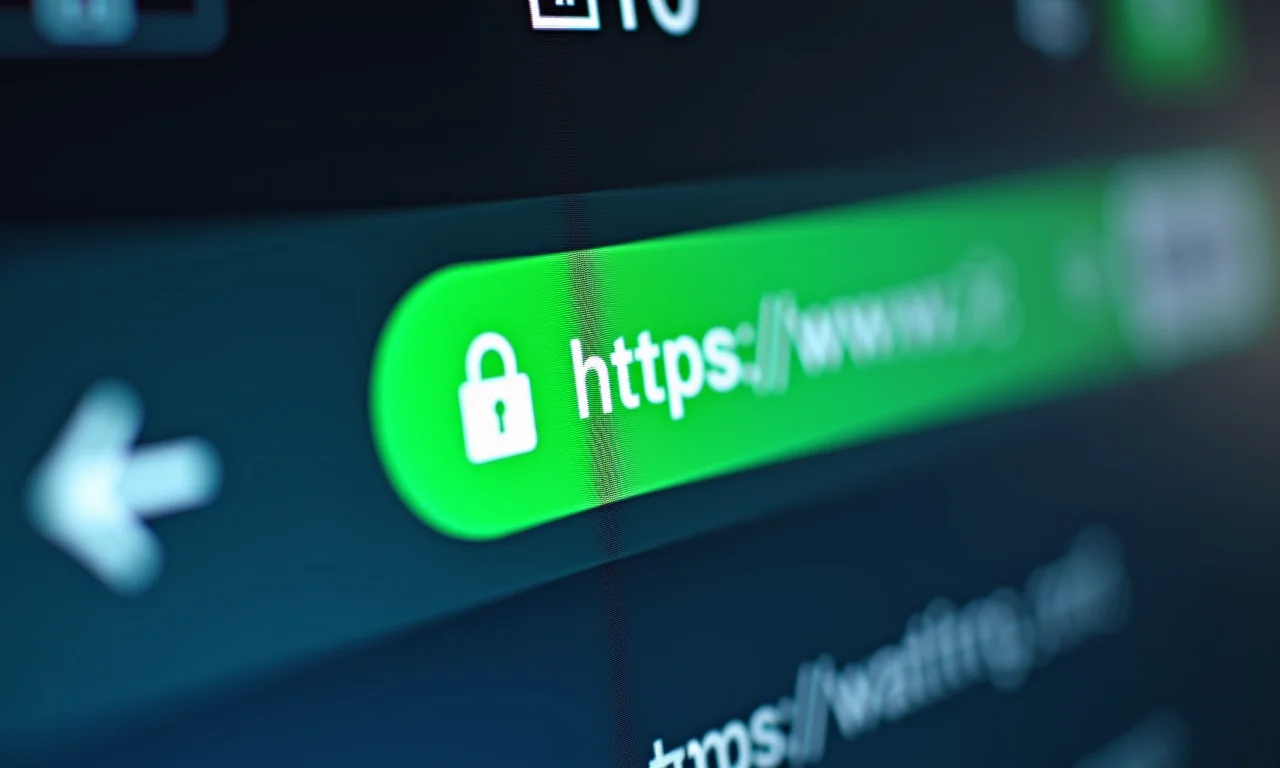 Ícone de cadeado verde HTTPS na barra de endereço do navegador, indicando um site seguro.