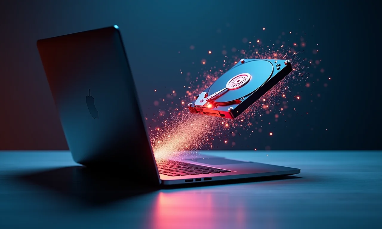 Ilustração conceitual de otimização de disco rígido para SSD em um laptop.