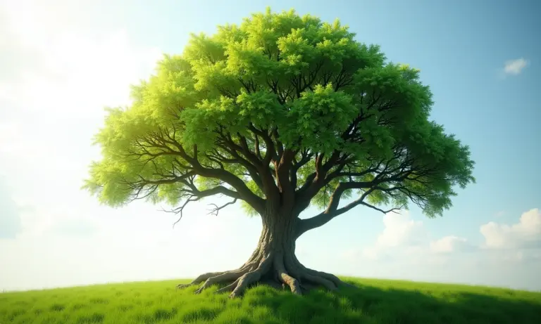 Ilustração do Tree Shaking: árvore perdendo galhos desnecessários.