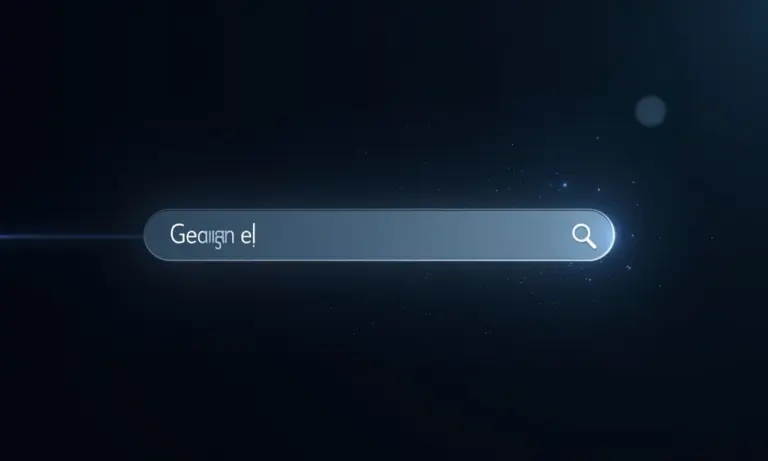Interface de busca moderna exibindo resultados rápidos.