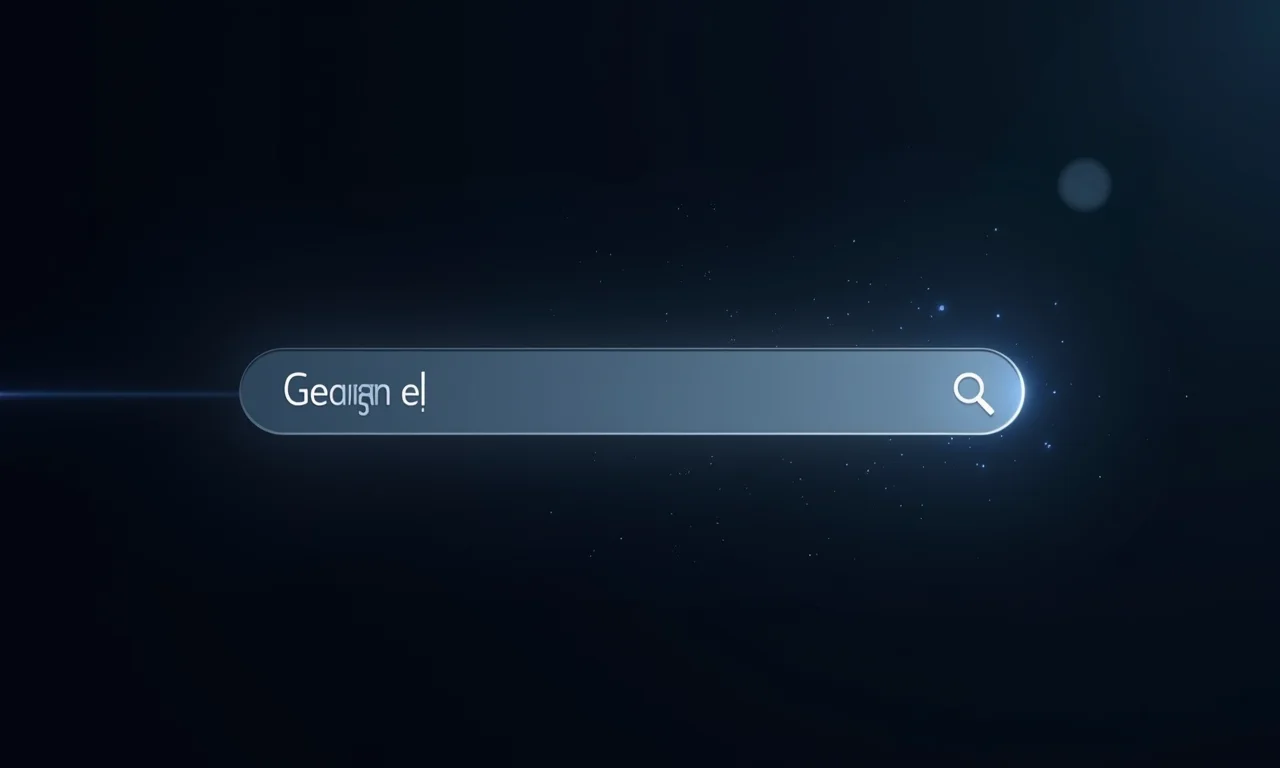 Interface de busca moderna exibindo resultados rápidos.