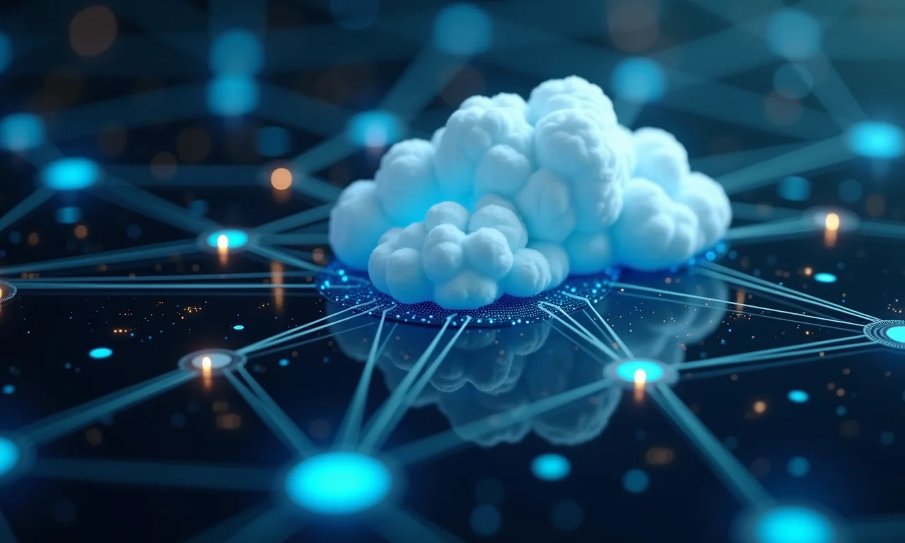 Interface de computação em nuvem mostrando a conexão de dispositivos IoT.